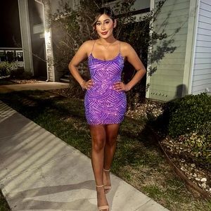 Kay Sequin Striped Bodycon Mini
Dress